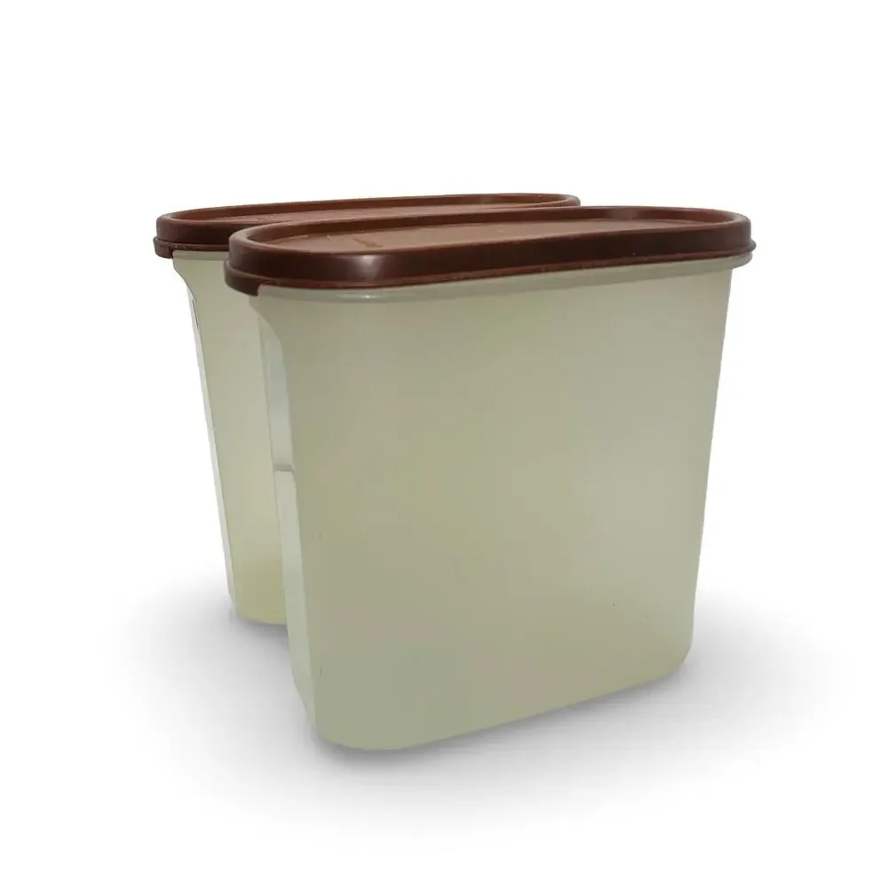Tupperware Modular Mates Oval 3 Containers Brown Lids 7.25 Cups 1613 1616 Set x2